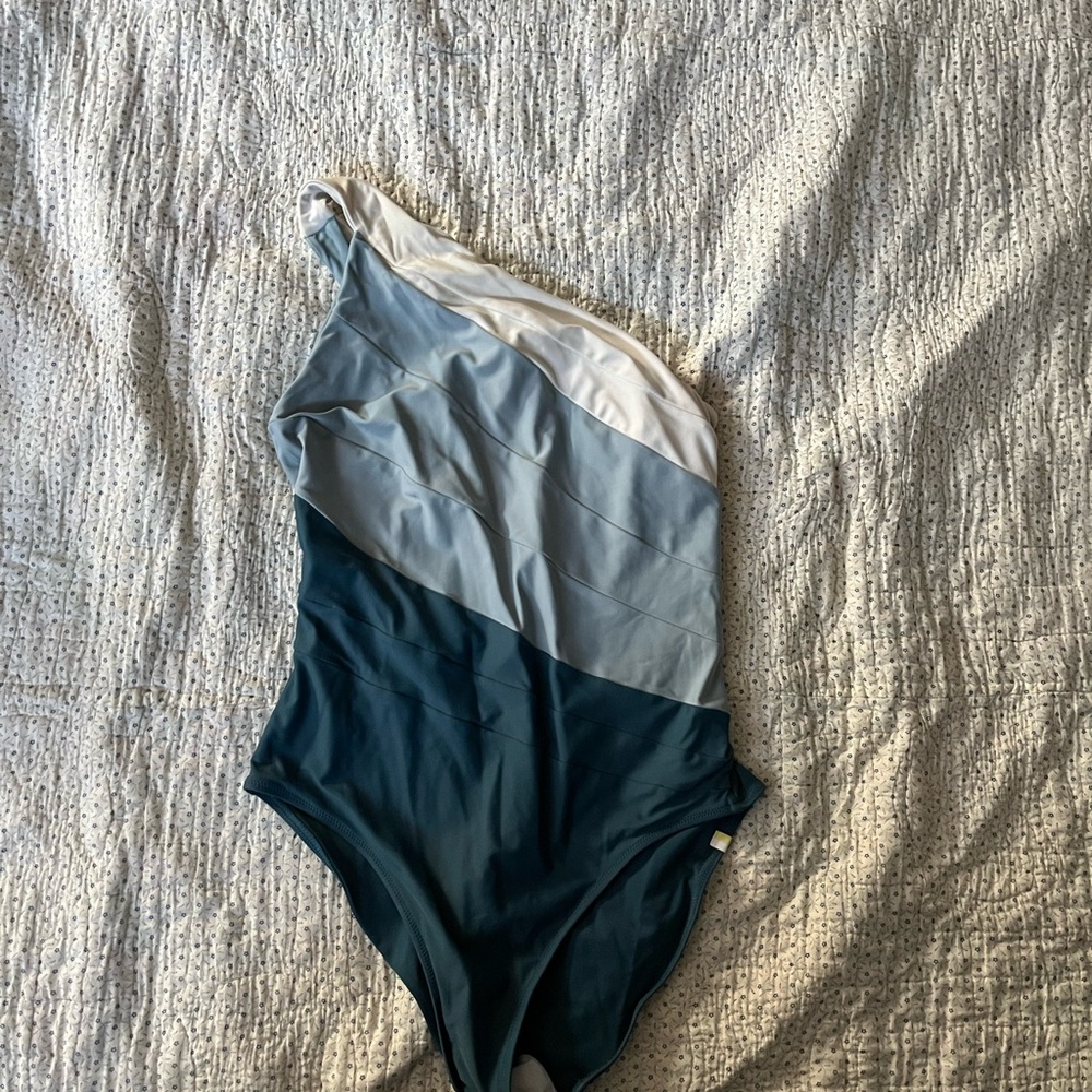 Summersalt Sidestroke Blue and White Swimsuit